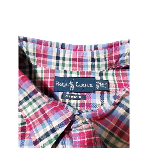 Ralph Lauren Shirt Mens 4XLT Tall Multicolor Plaid Button Down Classic - Picture 3 of 4